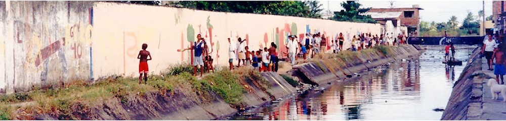 Graffiti campaign over heavy water pollution in the city's canals, Racife, Brazil